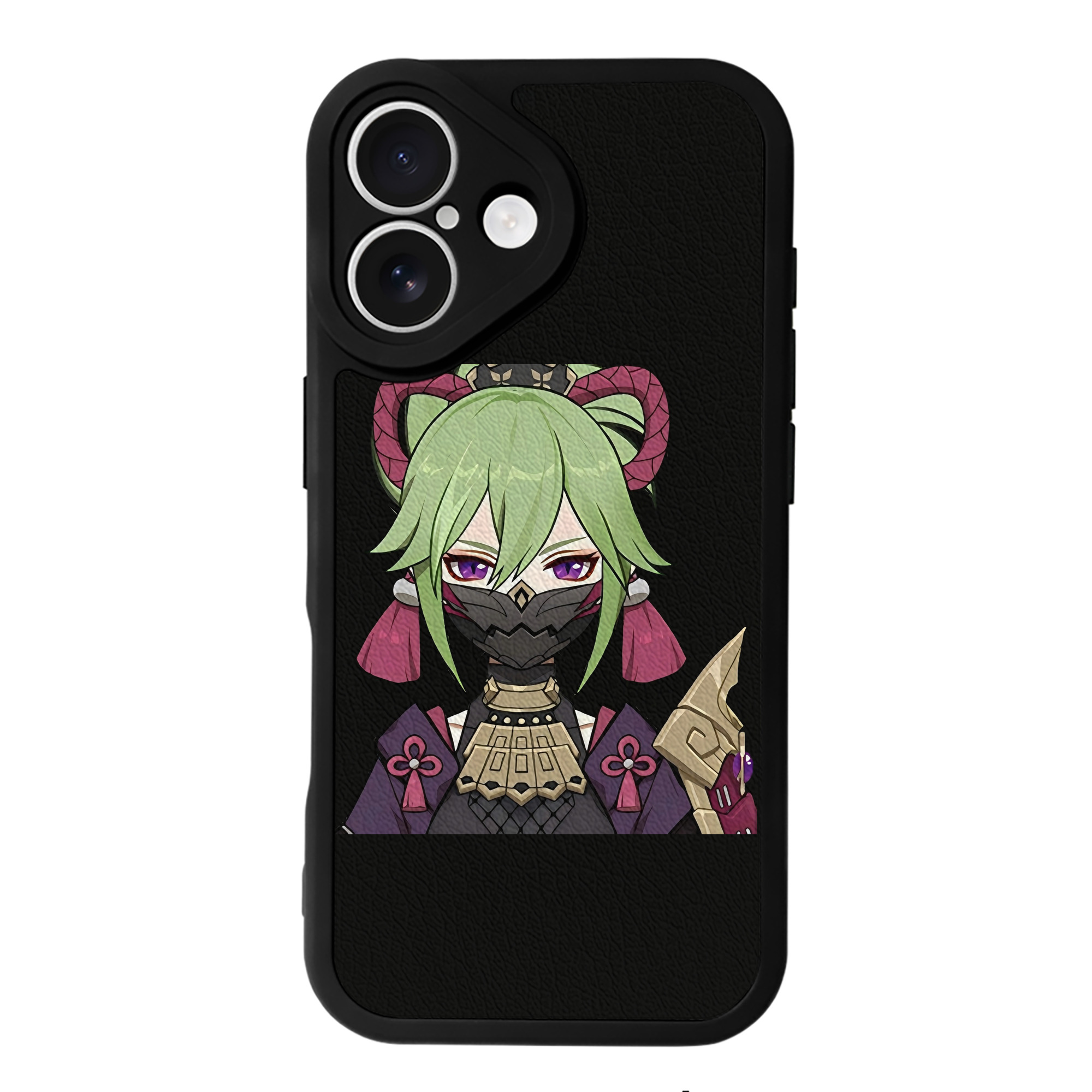 げんし神  久岐忍 くき しのぶ genshin Kuki Shinobu 【iPhone 16シリーズ対応】シリコンスマホケース（レザー調） 材質：シリコン